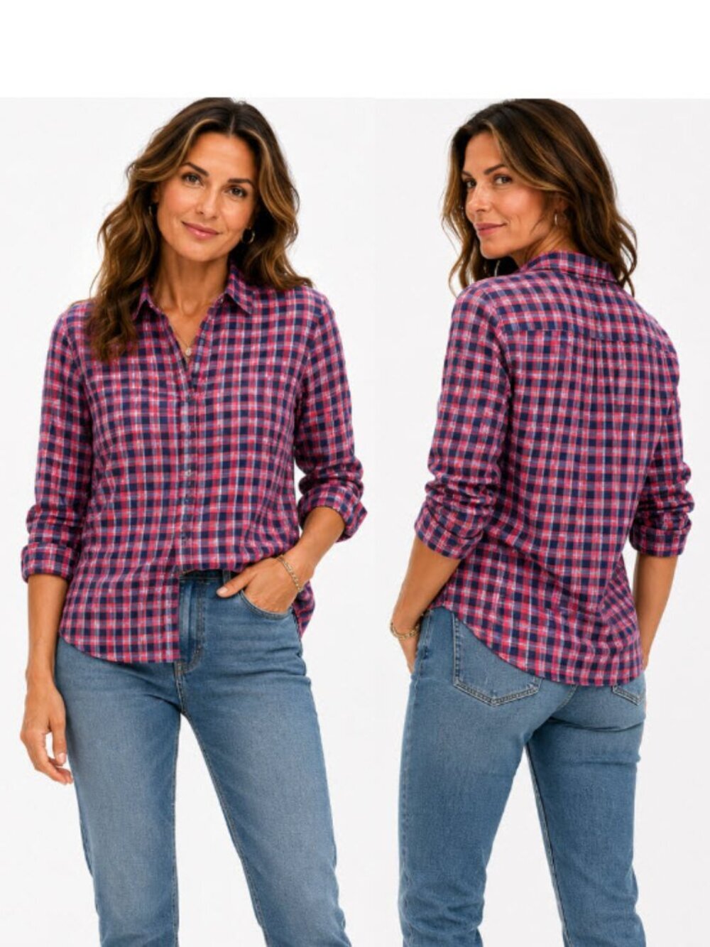J.Crew Boy Shirt Plaid Button Down Red Blue Cotton Size 6 Classic Fit